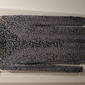 sparkly  ribbed leopard print lightweight sweater
